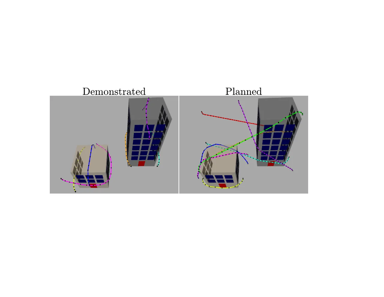 quadrotor demonstrations and planned trajectories